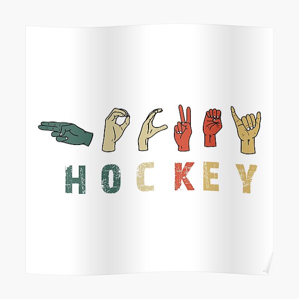 "Hockey Sign Language Vintage, Funny Hockey Sign Language" Poster for