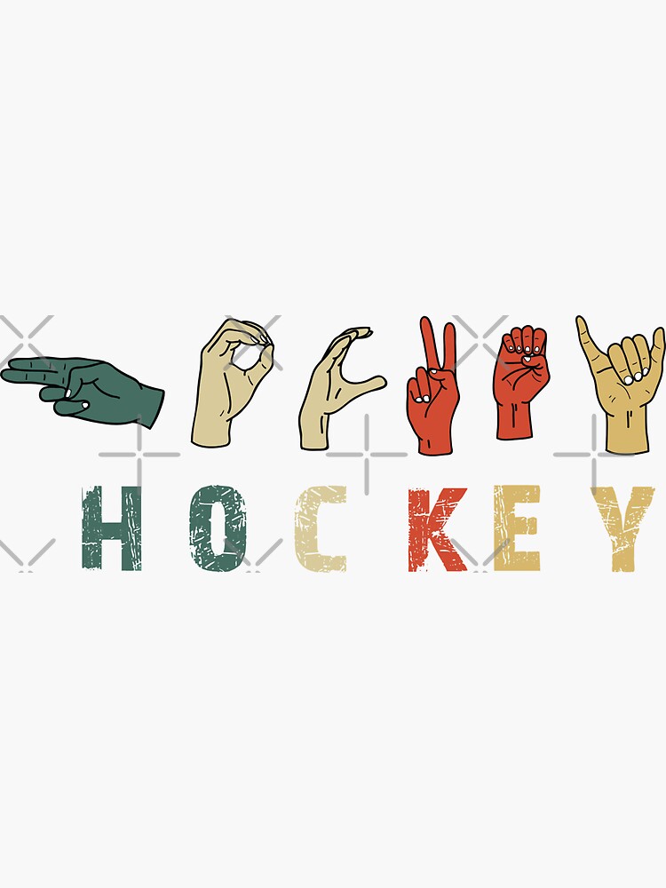"Hockey Sign Language Vintage, Funny Hockey Sign Language" Sticker by