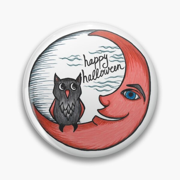 Item preview, Owl and Crescent Moon - Happy Halloween designed and sold by The White Bat.