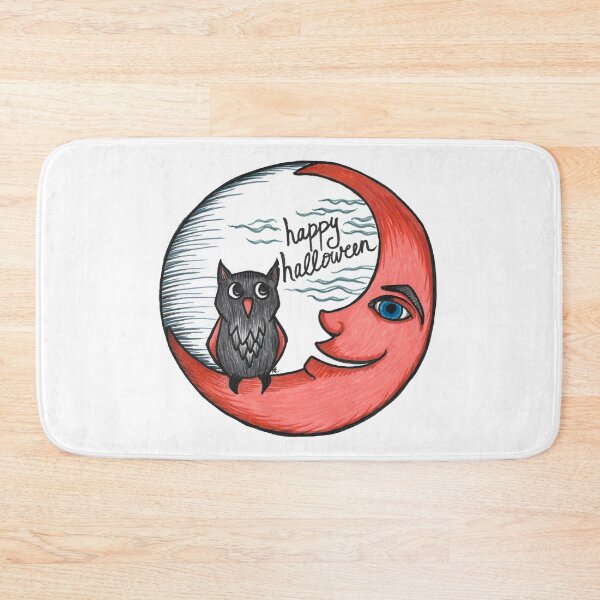 Item preview, Owl and Crescent Moon - Happy Halloween designed and sold by The White Bat.