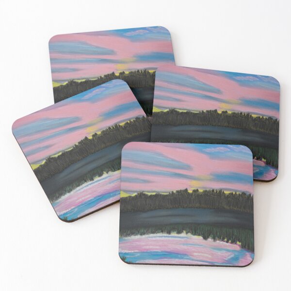 Item preview, Sunset Abstract Pastel Drawing of a Pink Centered Sunset designed and sold by AliCatOriginals.