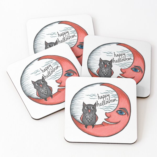 Item preview, Owl and Crescent Moon - Happy Halloween designed and sold by The White Bat.