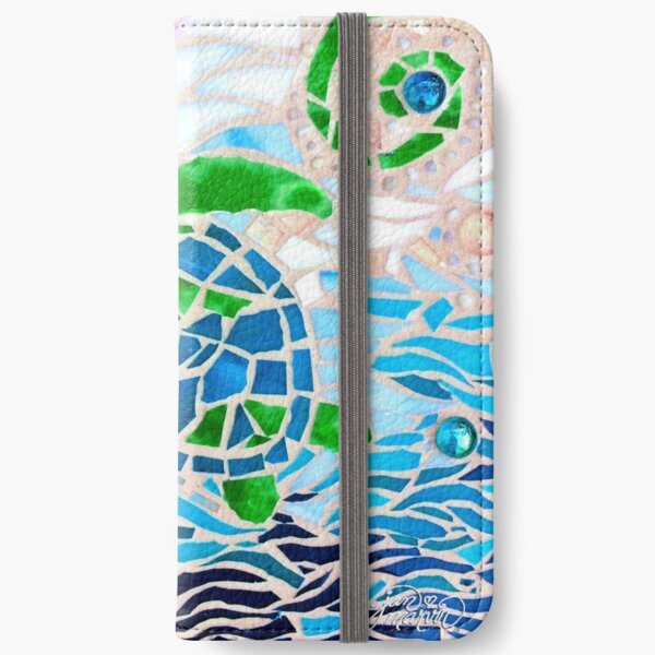 Turtle Mosaic Turquoise iPhone Wallet