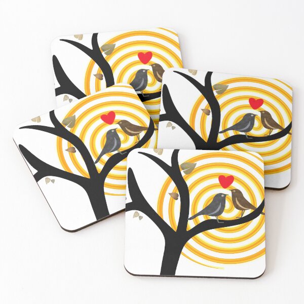 Item preview, Love is in the air with this beautiful pair of simple valentine love birds. Yellow and white.  designed and sold by Caroline Laursen.