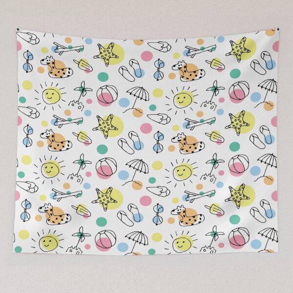 Item preview, Playful Happy Summertime Beach Doodle Pattern designed and sold by GeekHeadDesigns.