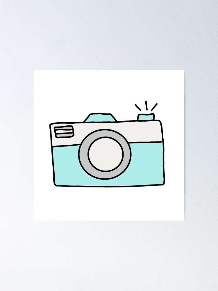 Simple blue drawn camera Poster
