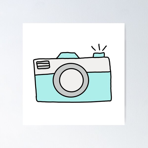 Simple blue drawn camera Poster