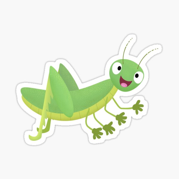 Cute green happy grasshopper cartoon Sticker