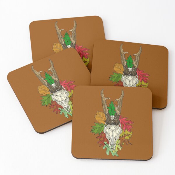 Item preview, Roe Deer Skull On Fall Leaves designed and sold by TinkerandBone.