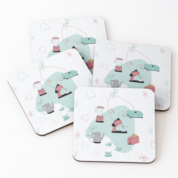 Retro Kitchen Art Print Coasters (Set of 4)