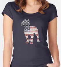 Patriotic Pitbull, American Flag Women's Fitted Scoop T-Shirt