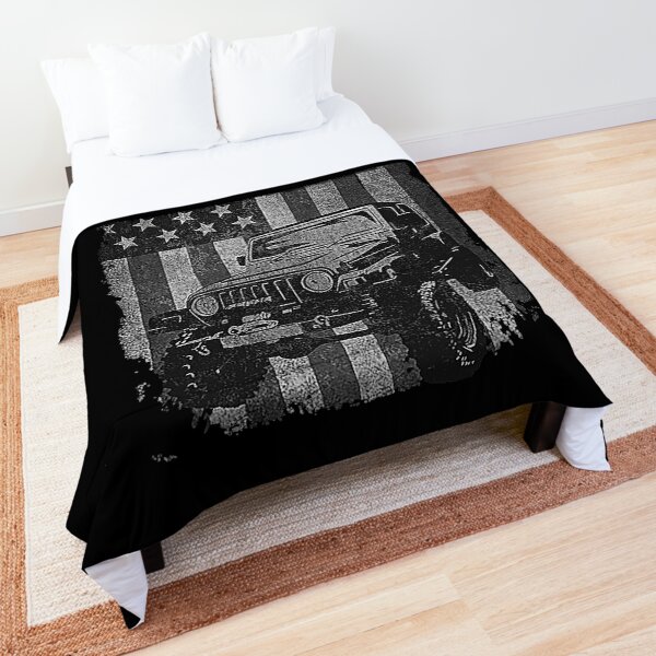 Vintage US Flag Jeep Lover T-Shirt Comforter