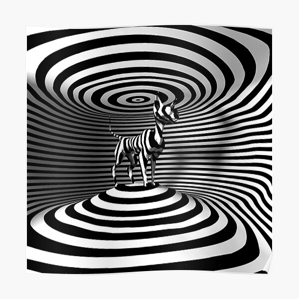 "Cat Optical Illusion inside 3D striped Room." Poster for Sale by