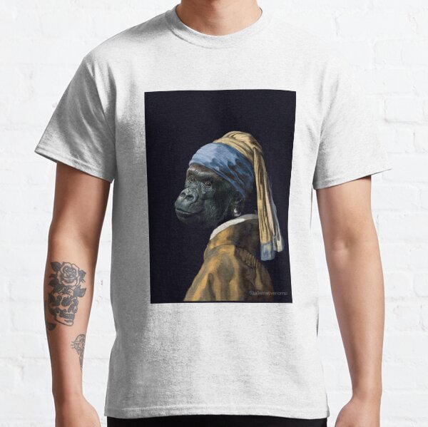 Gorilla with Pearl Earring Print Classic T-Shirt