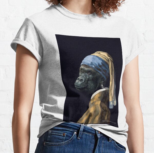 Gorilla with Pearl Earring Print Classic T-Shirt