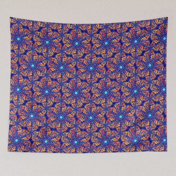 Item preview, Monarch Butterfly Tessellation - light blue background designed and sold by jeanneius.