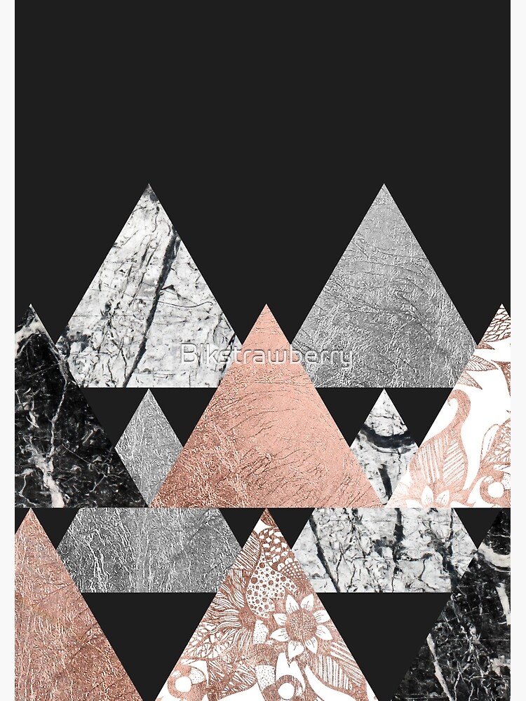 Marble Rose Gold Silver and Floral Geo Triangles by Blkstrawberry