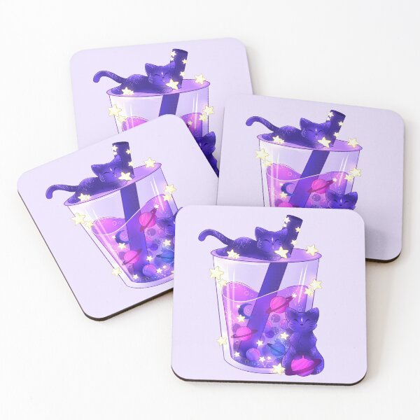 Item preview, Purple Galaxy Cats Boba Tea designed and sold by averiillustrate.