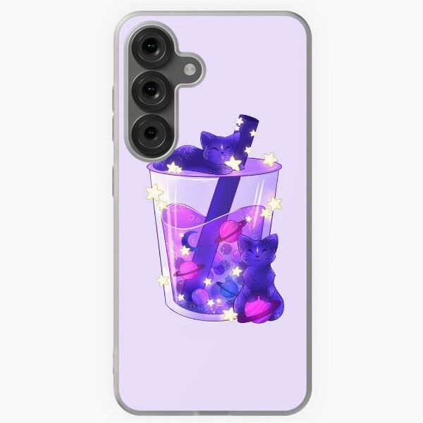 Artikel-Vorschau von Lila Galaxy Katzen Boba Tee, designt und verkauft von averiillustrate.