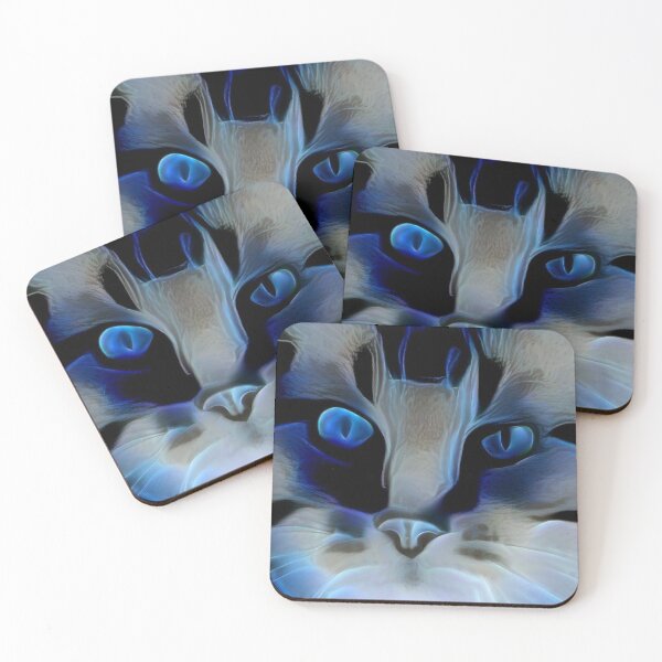 Item preview, Intense Blue Cat - Digital Art designed and sold by ittybittyowl.