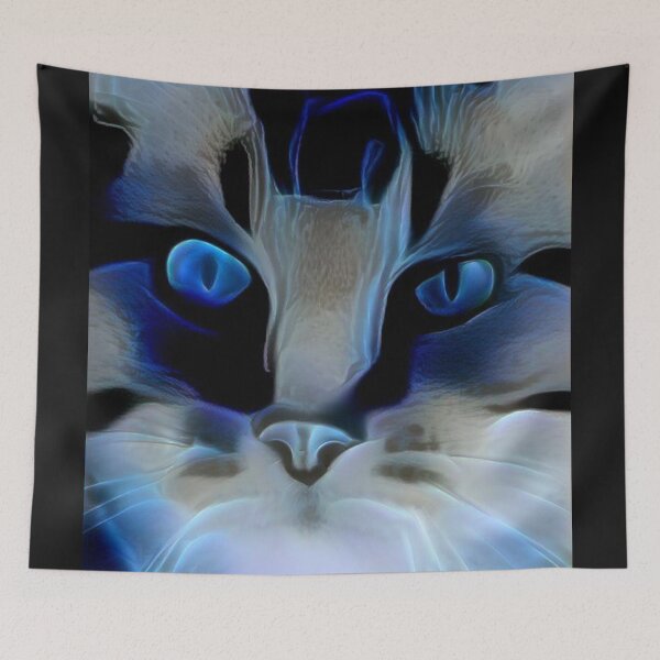 Item preview, Intense Blue Cat - Digital Art designed and sold by ittybittyowl.