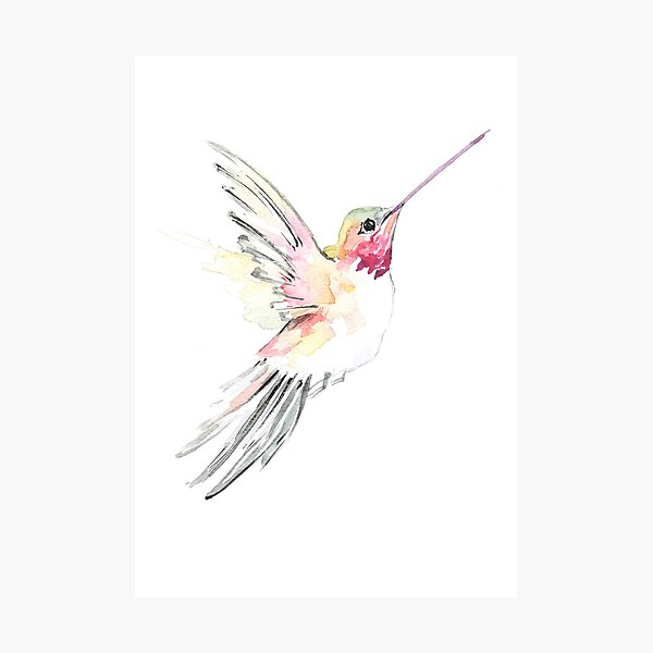 Item preview, Pink and white bird original watercolor designed and sold by BeeTartprints.
