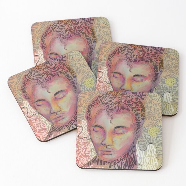 Item preview, pink orange portrait woman - female voices designed and sold by valeriedumdum.