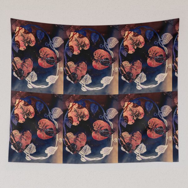 Item preview, Floral Leaves, Watercolor Print, Botanical design Pastel flowers orange blue designed and sold by ZenArt-Fern.