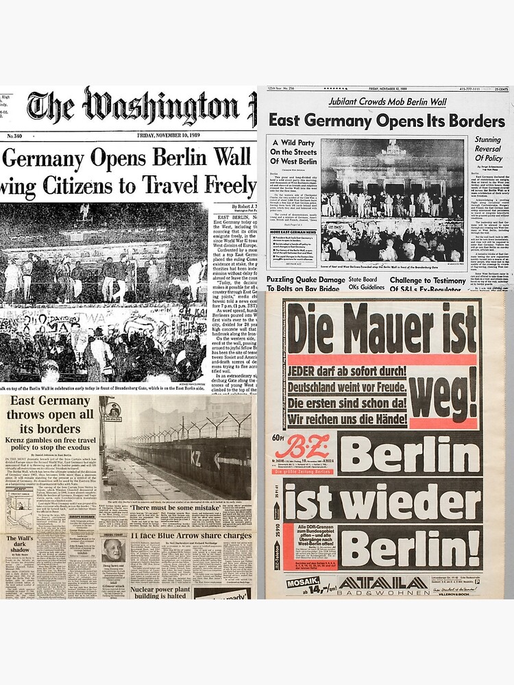 Fall of the Berlin Wall - Newspaper Collage Art Board Print for Sale by  HereIsTheNews