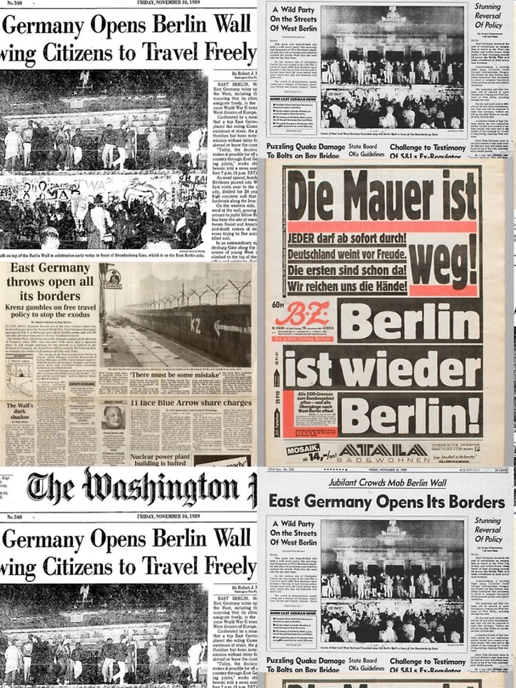 Fall of the Berlin Wall - Newspaper Collage Art Board Print for Sale by  HereIsTheNews