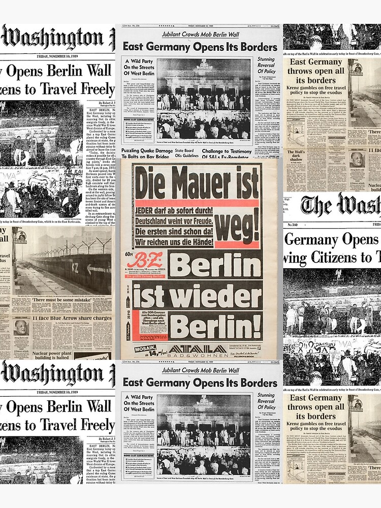 Fall of the Berlin Wall - Newspaper Collage Art Board Print for Sale by  HereIsTheNews