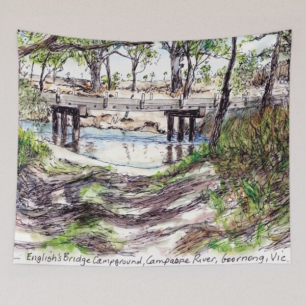 Item preview, Australian Scene - Englishs Bridge, Campaspe River, Vic, Aus. designed and sold by Anne Huth.