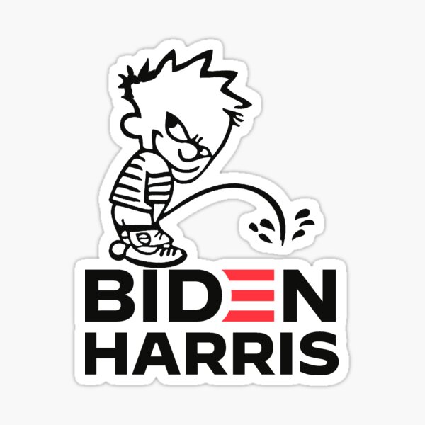 Calvin orinando a Biden Harris gracioso Pegatina