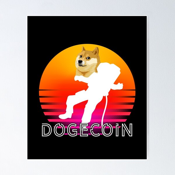 Artikel-Vorschau von Dogecoin DOGE Space Man Sonnenuntergang, designt und verkauft von Bitcoin-Fashion.