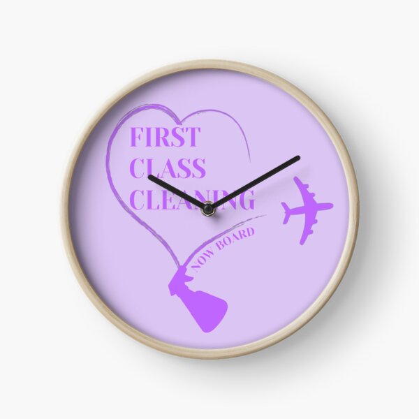 First Class Cleaning Inspirational Housekeeping Gift T-Shirt Clock