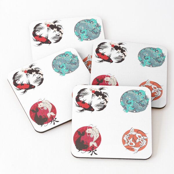 Item preview, Coloured Koi Fish Sticker Pack, Ornamental Carp, Japanese Symbol For Zen designed and sold by Black11Flamingo.
