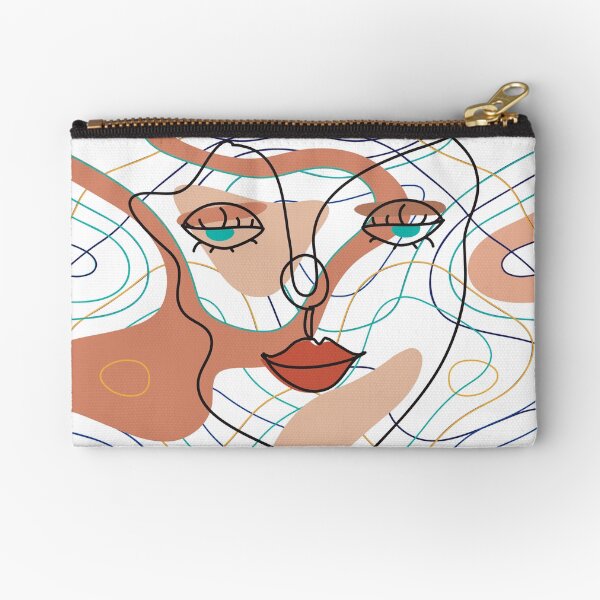 Line Face Art Zipper Pouch