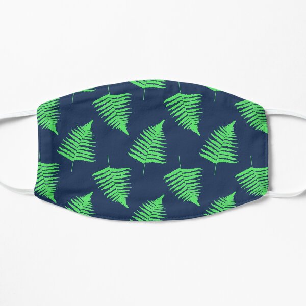 Navy and Lime Fern Pattern Flat Mask