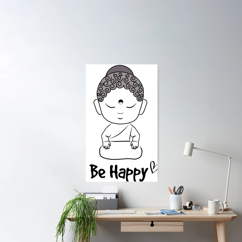 Be Happy Little Buddha - cute buddha good vibes and positivity  Art Board  Print for Sale by wwgkqhvasg93