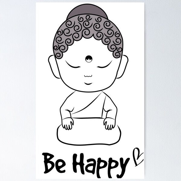 Be Happy Little Buddha - cute buddha good vibes and positivity  Art Board  Print for Sale by wwgkqhvasg93