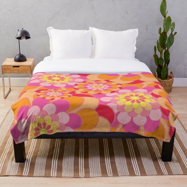 Aperçu de l'œuvre Groovy Psychédélique Féminin Hippy Rose Orange Motif Floral créée et vendue par GeekHeadDesigns.