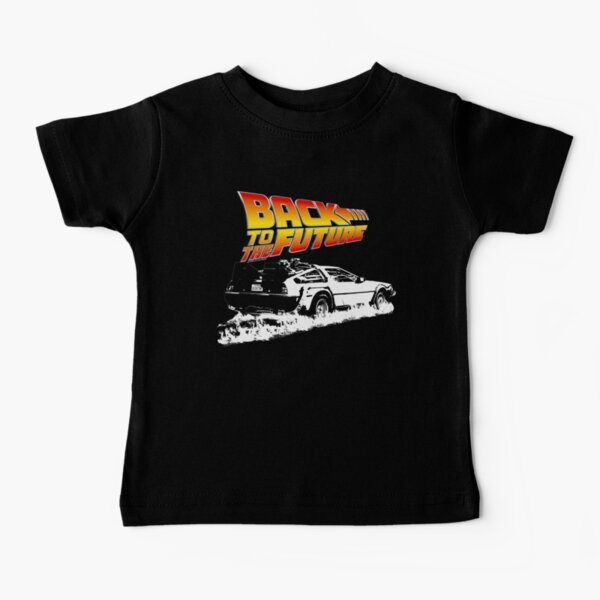 Retour vers le futur - DeLorean Fire Tracks White Stencil Fan Art T-shirt bébé