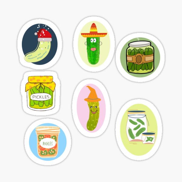 Item preview, Funny cute pickle sticker set collection. designed and sold by Buzzdesigns.