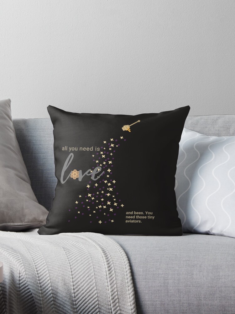 Thumbnail 1 of 4, Pillow, All You Need is Love and Bees designed and sold by RecentEnchanted.