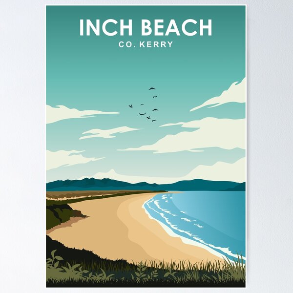 Item preview, Inch Beach Kerry Ireland Vintage Minimal Retro Travel Poster designed and sold by Stadify.