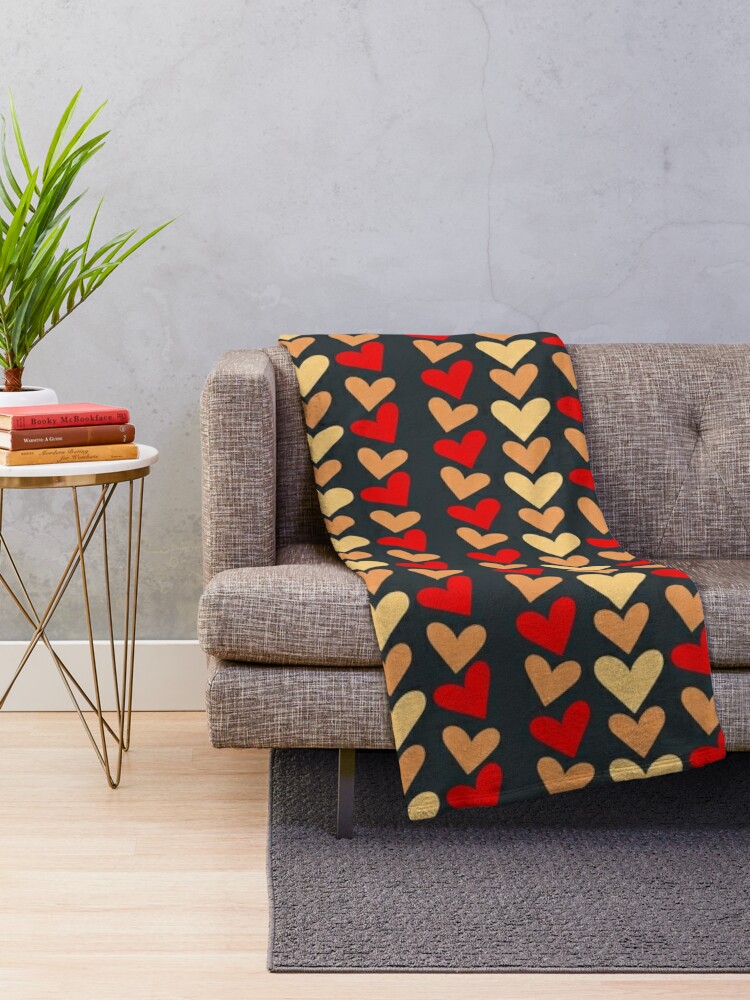 Throw Blanket, Valentines Day seamless background with colorful hearts.  designed and sold by Victoria Riabov