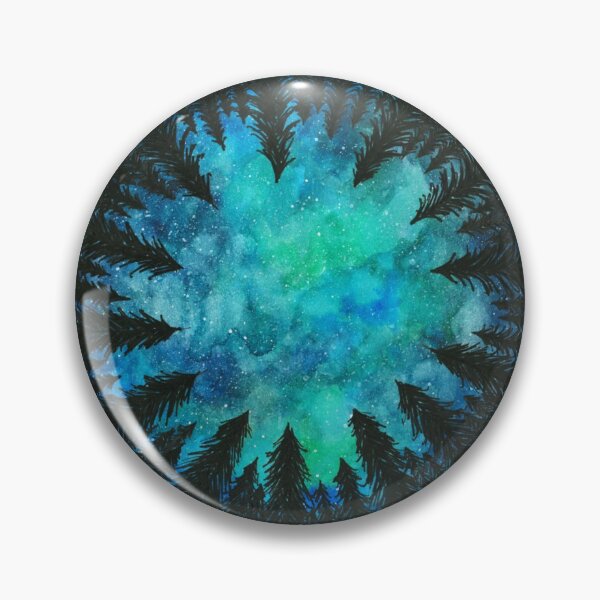 Item preview, Acuarela Bosque Galaxy / Círculo / Cielo nocturno / Galaxia / Estrellas / Etiqueta adhesiva / Luz designed and sold by AnnaWander.