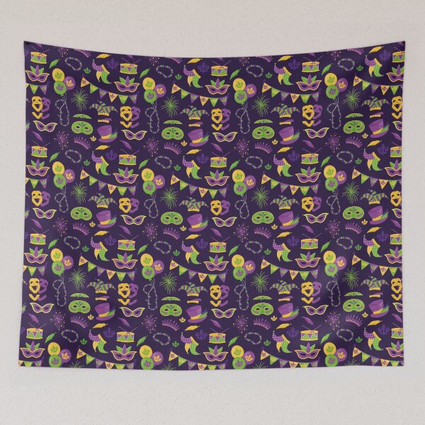 Aperçu de l'œuvre MARDI GRAS Pattern Print Art Design - MARDI GRAS ICONS créée et vendue par Spot Sweet.