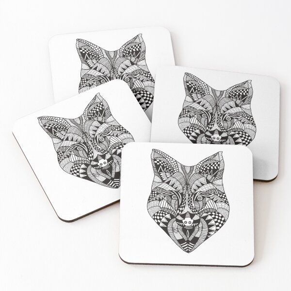 Artikelvorschau, Fox Zendoodle Illustration B & W. entworfen und verkauft von PippaKateArt.