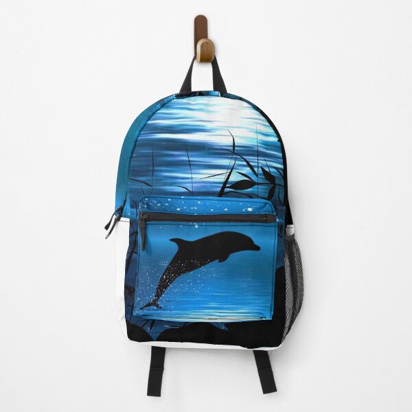 Item preview, Silhouette dolphin blue sunset designed and sold by AJSkinnerPrints.